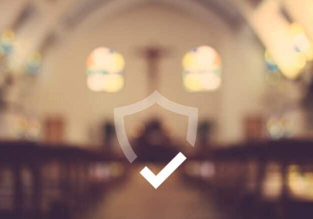 church building with safety check